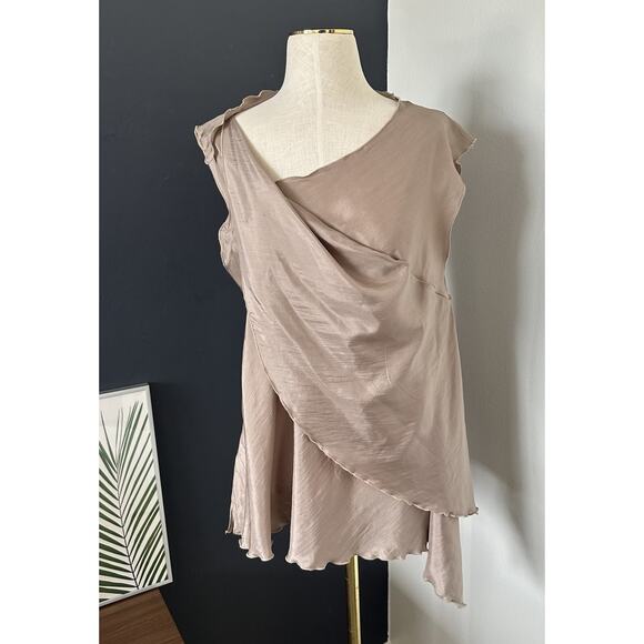 REDWOOD COURT Asymmetrical 100% Silk Sleeveless Top Blouse Abstract Artistic - Picture 1 of 11